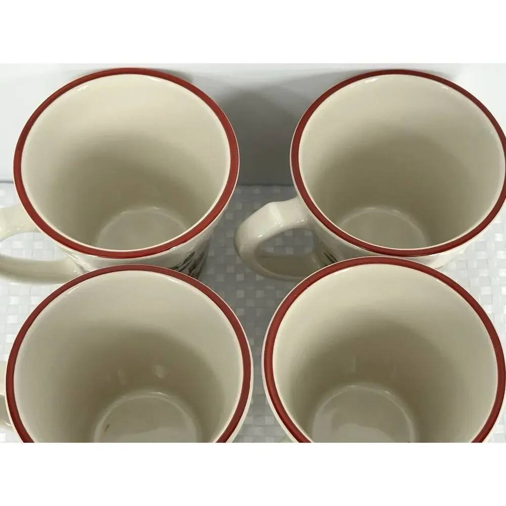 Longaberger Natures Garland Mugs - set of 4 Poinsettia Christmas Pottery